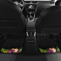 Hawaii Turtle Day Car Mats Polynesian Tattoo and Hibiscus Flowers