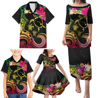 Hawaii Turtle Day Family Matching Puletasi and Hawaiian Shirt Polynesian Tattoo and Hibiscus Flowers LT03 - Polynesian Pride