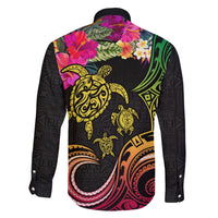 Hawaii Turtle Day Family Matching Short Sleeve Bodycon Dress and Hawaiian Shirt Polynesian Tattoo and Hibiscus Flowers LT03 - Polynesian Pride