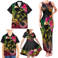 Hawaii Turtle Day Family Matching Tank Maxi Dress and Hawaiian Shirt Polynesian Tattoo and Hibiscus Flowers LT03 - Polynesian Pride