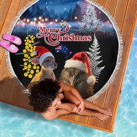 New Zealand and Australia Merry Christmas Beach Blanket Kiwi Bird and Kangaroo Xmas Vibe LT03 - Polynesian Pride