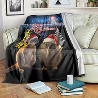 New Zealand and Australia Merry Christmas Blanket Kiwi Bird and Kangaroo Xmas Vibe LT03 Black - Polynesian Pride