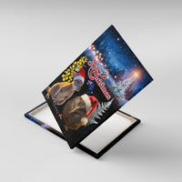 New Zealand and Australia Merry Christmas Canvas Wall Art Kiwi Bird and Kangaroo Xmas Vibe LT03 With Frame Black - Polynesian Pride