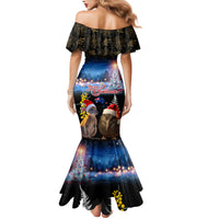 New Zealand and Australia Merry Christmas Family Matching Mermaid Dress and Hawaiian Shirt Kiwi Bird and Kangaroo Xmas Vibe LT03 - Polynesian Pride
