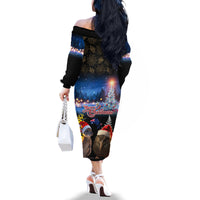 New Zealand and Australia Merry Christmas Family Matching Off The Shoulder Long Sleeve Dress and Hawaiian Shirt Kiwi Bird and Kangaroo Xmas Vibe LT03 - Polynesian Pride
