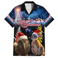 New Zealand and Australia Merry Christmas Family Matching Off Shoulder Maxi Dress and Hawaiian Shirt Kiwi Bird and Kangaroo Xmas Vibe LT03 Dad's Shirt - Short Sleeve Black - Polynesian Pride