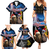 New Zealand and Australia Merry Christmas Family Matching Summer Maxi Dress and Hawaiian Shirt Kiwi Bird and Kangaroo Xmas Vibe LT03 - Polynesian Pride