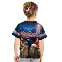 New Zealand and Australia Merry Christmas Kid T Shirt Kiwi Bird and Kangaroo Xmas Vibe LT03 - Polynesian Pride