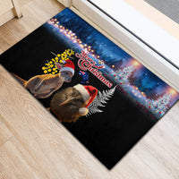 New Zealand and Australia Merry Christmas Rubber Doormat Kiwi Bird and Kangaroo Xmas Vibe LT03 - Polynesian Pride