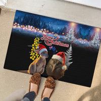New Zealand and Australia Merry Christmas Rubber Doormat Kiwi Bird and Kangaroo Xmas Vibe LT03 - Polynesian Pride