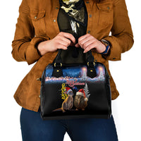 New Zealand and Australia Merry Christmas Shoulder Handbag Kiwi Bird and Kangaroo Xmas Vibe LT03 - Polynesian Pride