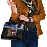 New Zealand and Australia Merry Christmas Shoulder Handbag Kiwi Bird and Kangaroo Xmas Vibe LT03 - Polynesian Pride