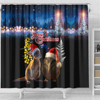 New Zealand and Australia Merry Christmas Shower Curtain Kiwi Bird and Kangaroo Xmas Vibe LT03 - Polynesian Pride
