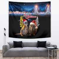 New Zealand and Australia Merry Christmas Tapestry Kiwi Bird and Kangaroo Xmas Vibe LT03 Black - Polynesian Pride