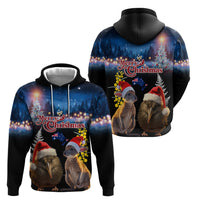New Zealand and Australia Merry Christmas Zip Hoodie Kiwi Bird and Kangaroo Xmas Vibe LT03 - Polynesian Pride