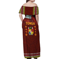 Tonga Independence Day Family Matching Off Shoulder Maxi Dress and Hawaiian Shirt National Flag and Emblem with Ngatu Art Pattern LT03 - Polynesian Pride