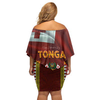 Tonga Independence Day Family Matching Off Shoulder Short Dress and Hawaiian Shirt National Flag and Emblem with Ngatu Art Pattern LT03 - Polynesian Pride