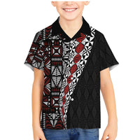 Tonga Ngatu Art Tattoo Polynesian Family Matching Mermaid Dress and Hawaiian Shirt LT03 Son's Shirt Black - Polynesian Pride
