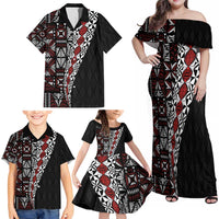 Tonga Ngatu Art Tattoo Polynesian Family Matching Off Shoulder Maxi Dress and Hawaiian Shirt LT03 - Polynesian Pride