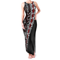 Tonga Ngatu Art Tattoo Polynesian Family Matching Tank Maxi Dress and Hawaiian Shirt LT03 Mom's Dress Black - Polynesian Pride