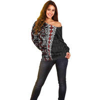 Tonga Ngatu Art Tattoo Polynesian Off Shoulder Sweater