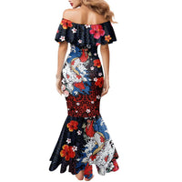 Hawaiian and Japanese Together Family Matching Mermaid Dress and Hawaiian Shirt Hibiscus and Koi Fish Polynesian Pattern Colorful Style LT03 - Polynesian Pride