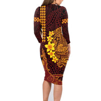 Hawaii Volcano Family Matching Long Sleeve Bodycon Dress and Hawaiian Shirt Polynesian and Kakau Pattern LT03 - Polynesian Pride