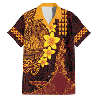 Hawaii Volcano Family Matching Mermaid Dress and Hawaiian Shirt Polynesian and Kakau Pattern LT03 Dad's Shirt - Short Sleeve Red - Polynesian Pride