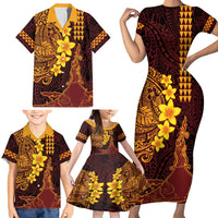 Hawaii Volcano Family Matching Short Sleeve Bodycon Dress and Hawaiian Shirt Polynesian and Kakau Pattern LT03 - Polynesian Pride