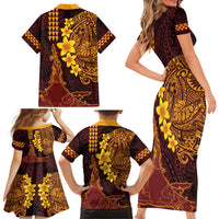 Hawaii Volcano Family Matching Short Sleeve Bodycon Dress and Hawaiian Shirt Polynesian and Kakau Pattern LT03 - Polynesian Pride