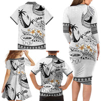Fijian Traditional Culture Family Matching Long Sleeve Bodycon Dress and Hawaiian Shirt Tapa Tribal Tattoos LT03 - Polynesian Pride