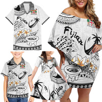 Fijian Traditional Culture Family Matching Off Shoulder Short Dress and Hawaiian Shirt Tapa Tribal Tattoos LT03 - Polynesian Pride