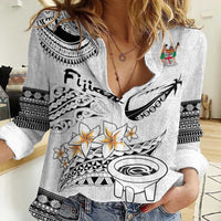 Fijian Traditional Culture Women Casual Shirt Tapa Tribal Tattoos LT03 Female White - Polynesian Pride
