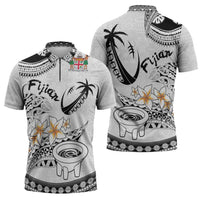 Fijian Traditional Culture Zipper Polo Shirt Tapa Tribal Tattoos LT03 - Polynesian Pride