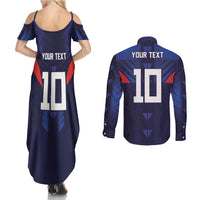 Custom Rugby Samoa Couples Matching Summer Maxi Dress and Long Sleeve Button Shirt Siva Tau Spirit Sporty Vibes LT03 - Polynesian Pride