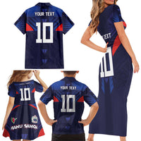 Custom Rugby Samoa Family Matching Short Sleeve Bodycon Dress and Hawaiian Shirt Siva Tau Spirit Sporty Vibes LT03 - Polynesian Pride