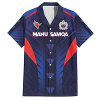 Custom Rugby Samoa Family Matching Short Sleeve Bodycon Dress and Hawaiian Shirt Siva Tau Spirit Sporty Vibes LT03 Dad's Shirt - Short Sleeve Navy - Polynesian Pride