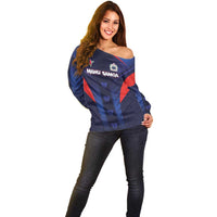 Custom Rugby Samoa Off Shoulder Sweater Siva Tau Spirit Sporty Vibes - Polynesian Pride