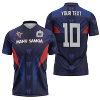 Custom Rugby Samoa Zipper Polo Shirt Siva Tau Spirit Sporty Vibes LT03 - Polynesian Pride