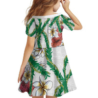 Hawaiian Tropical Flowers and Maile Pikake Family Matching Off Shoulder Maxi Dress and Hawaiian Shirt Polynesian Tribal Pattern White Color LT03 - Polynesian Pride