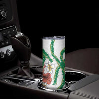 Hawaiian Tropical Flowers and Maile Pikake Skinny Tumbler Polynesian Tribal Pattern White Color LT03 - Polynesian Pride
