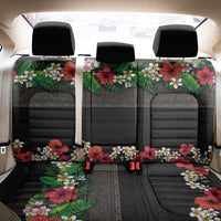 Hawaiian Tropical Flowers and Tribal Polynesian Tattoo Back Car Seat Cover Black Color LT03 - Polynesian Pride