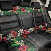 Hawaiian Tropical Flowers and Tribal Polynesian Tattoo Back Car Seat Cover Black Color LT03 - Polynesian Pride
