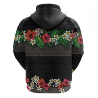 Hawaiian Tropical Flowers and Tribal Polynesian Tattoo Hoodie Black Color LT03 - Polynesian Pride
