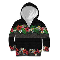 Hawaiian Tropical Flowers and Tribal Polynesian Tattoo Kid Hoodie Black Color LT03 Zip Hoodie Black - Polynesian Pride