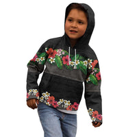 Hawaiian Tropical Flowers and Tribal Polynesian Tattoo Kid Hoodie Black Color LT03 - Polynesian Pride
