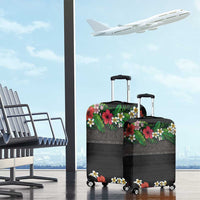 Hawaiian Tropical Flowers and Tribal Polynesian Tattoo Luggage Cover Black Color LT03 - Polynesian Pride