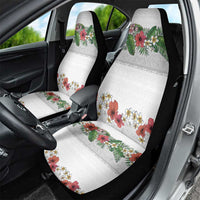 Hawaiian Tropical Flowers and Tribal Polynesian Tattoo Car Seat Cover White Color LT03 - Polynesian Pride
