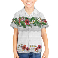 Hawaiian Tropical Flowers and Tribal Polynesian Tattoo Hawaiian Shirt White Color LT03 - Polynesian Pride