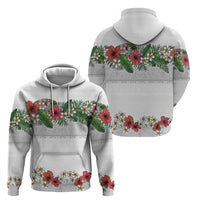 Hawaiian Tropical Flowers and Tribal Polynesian Tattoo Hoodie White Color LT03 - Polynesian Pride